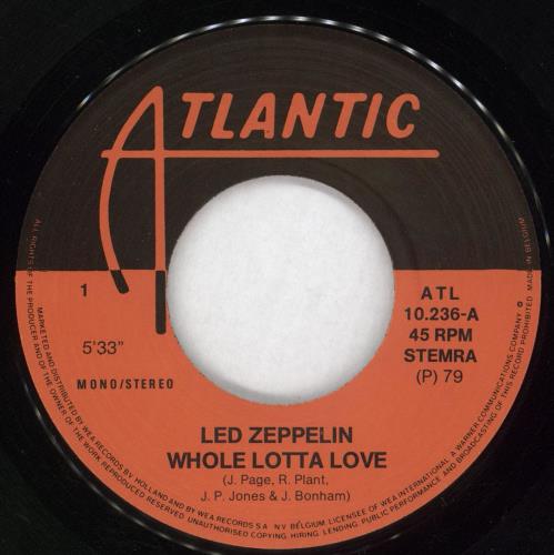 Led Zeppelin Whole Lotta Love Belgian 7